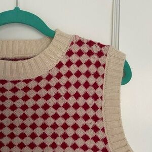 Vintage Style Red and Beige Argyle Sweater Vest